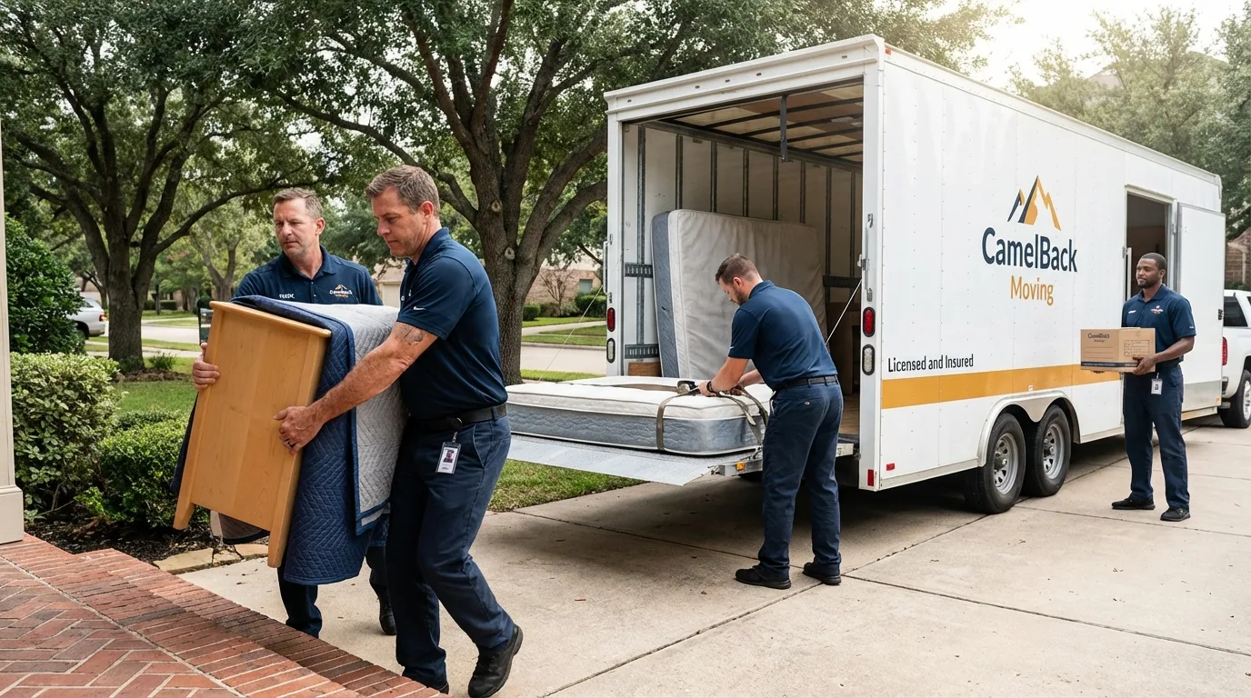 Crew loading residential truck for cross-state move from Columbus, GA