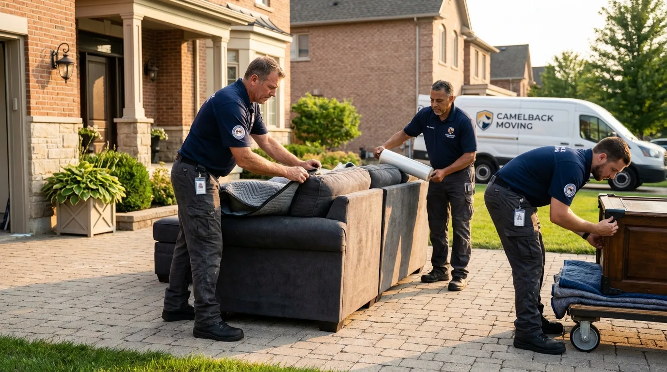 Large estate moving crew wrapping furniture in Columbus, GA