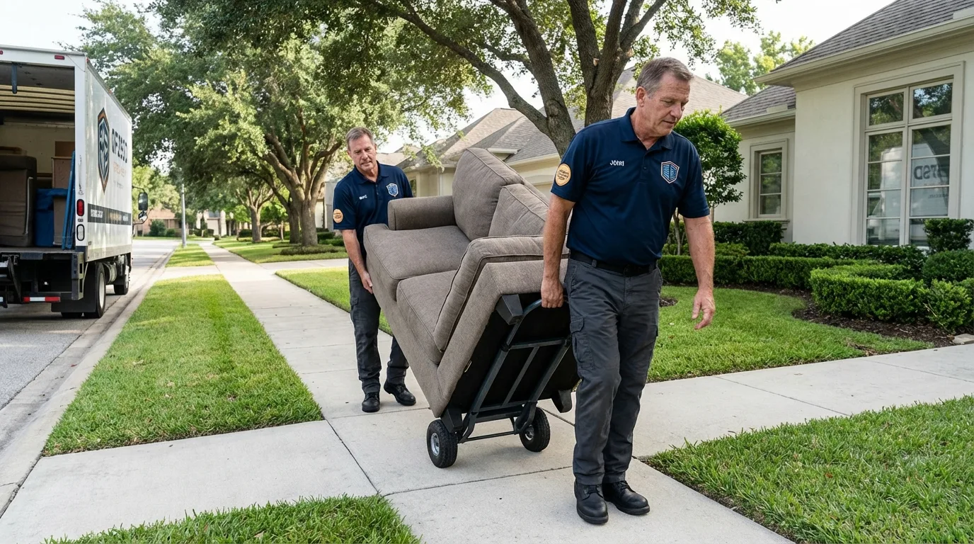 Local residential moving crew loading furniture in Columbus, GA